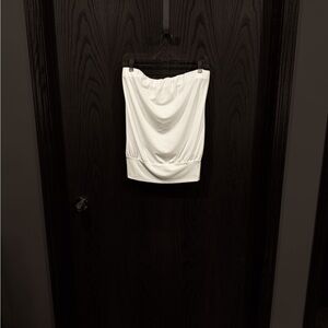 Cream Banded Blouson Tube Top